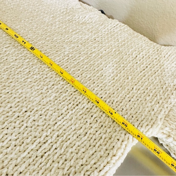 MINKPINK Cream Silver Foil Shimmer Wide Sleeve Textured Pullover Knit Sweater M - Picture 7 of 10